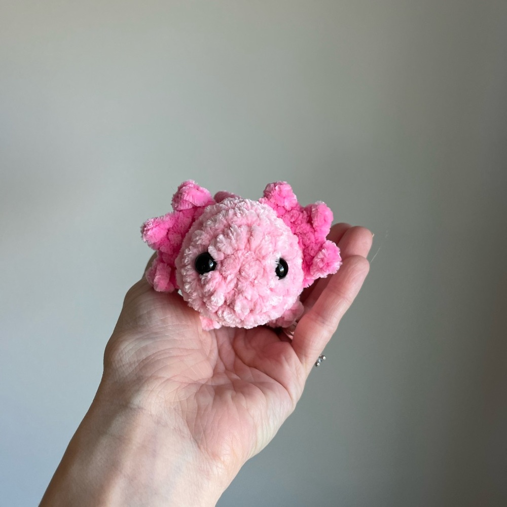Pink mini Axolotl plushie
